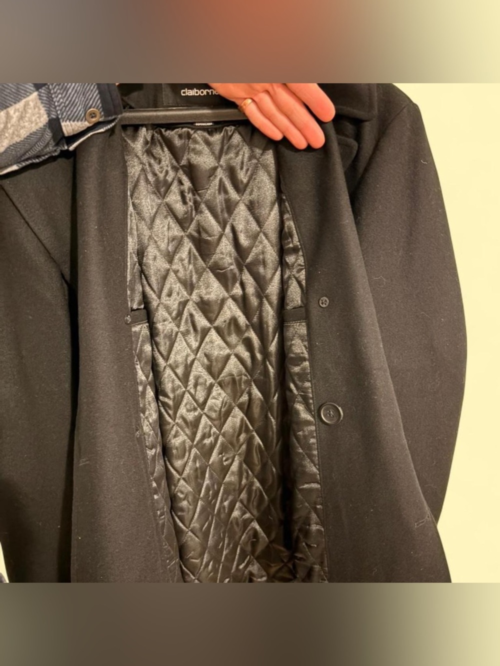 LIZClaiborne Black Wool Double-Breasted Pea Coat - Picture 3 of 3